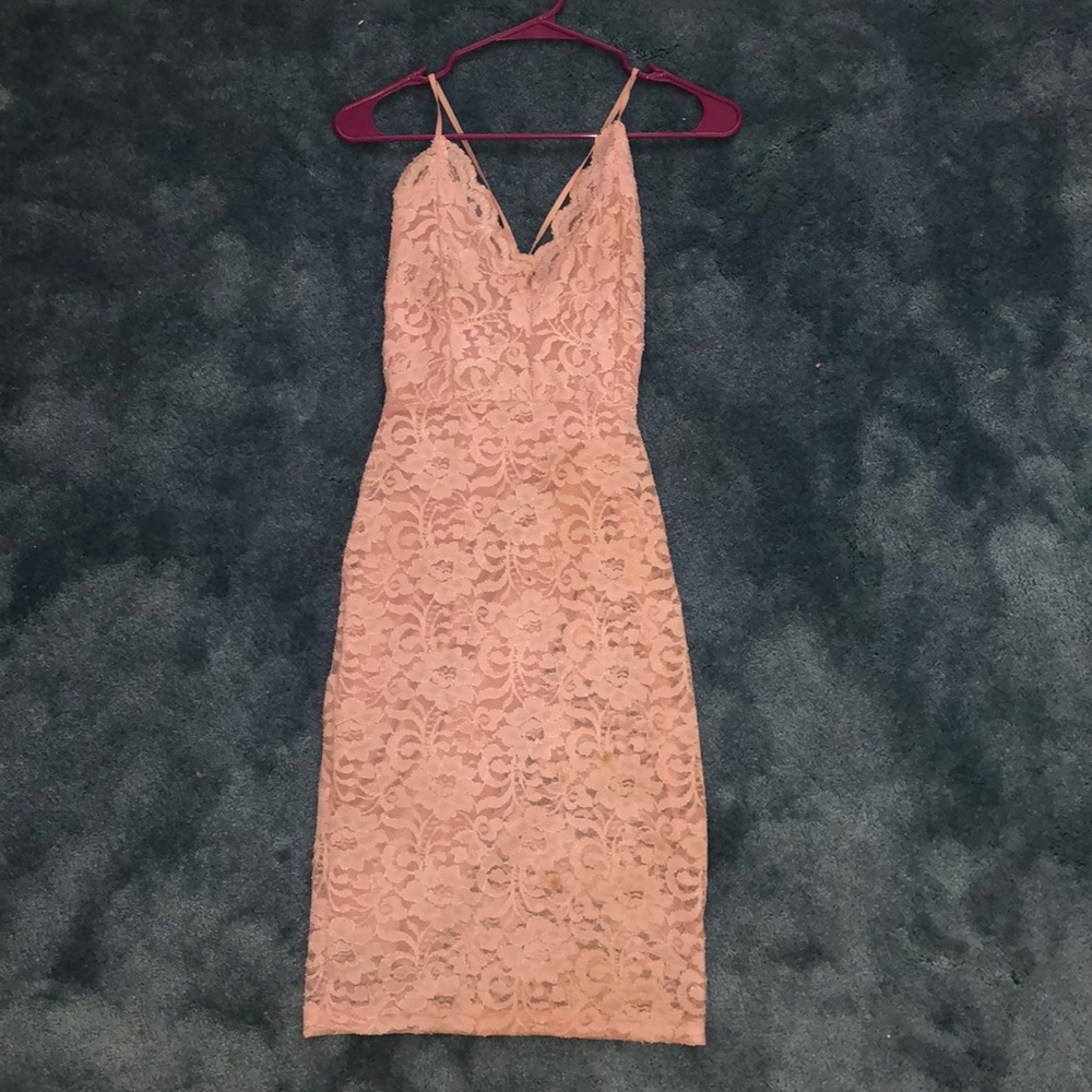 Pink Lacy Midi Dress